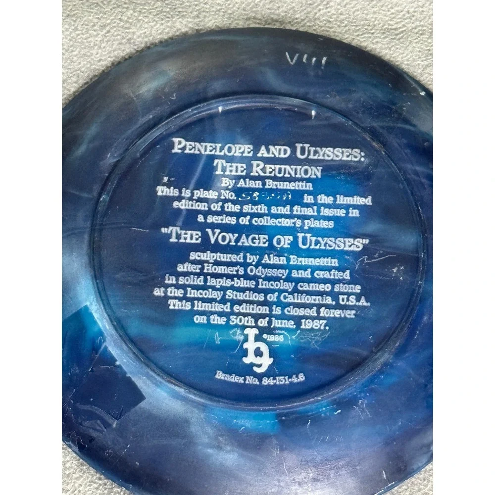 Incolay Studios Voyage of Ulysses Lapis Blue Cameo Plates Set of 2 Brunettin